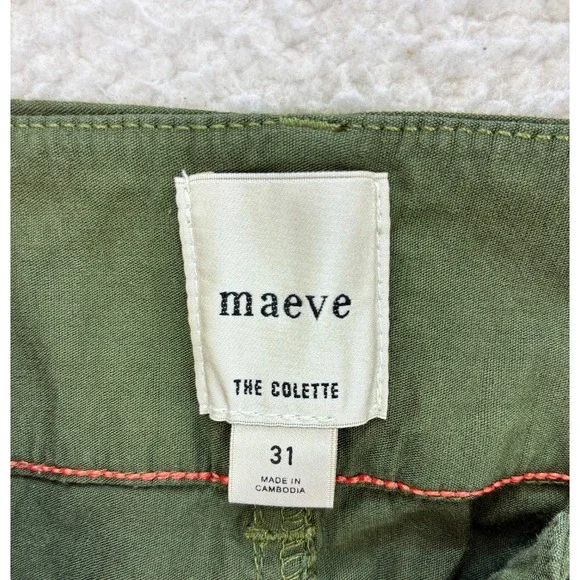 Maeve Colette Pants Women's 31 Green Linen Blend Crop Wide Leg Casual Chic - Picture 7 of 15